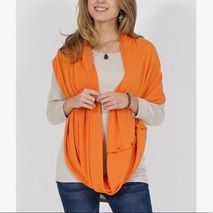 Deep Orange Snap-Button Convertible Scarf
